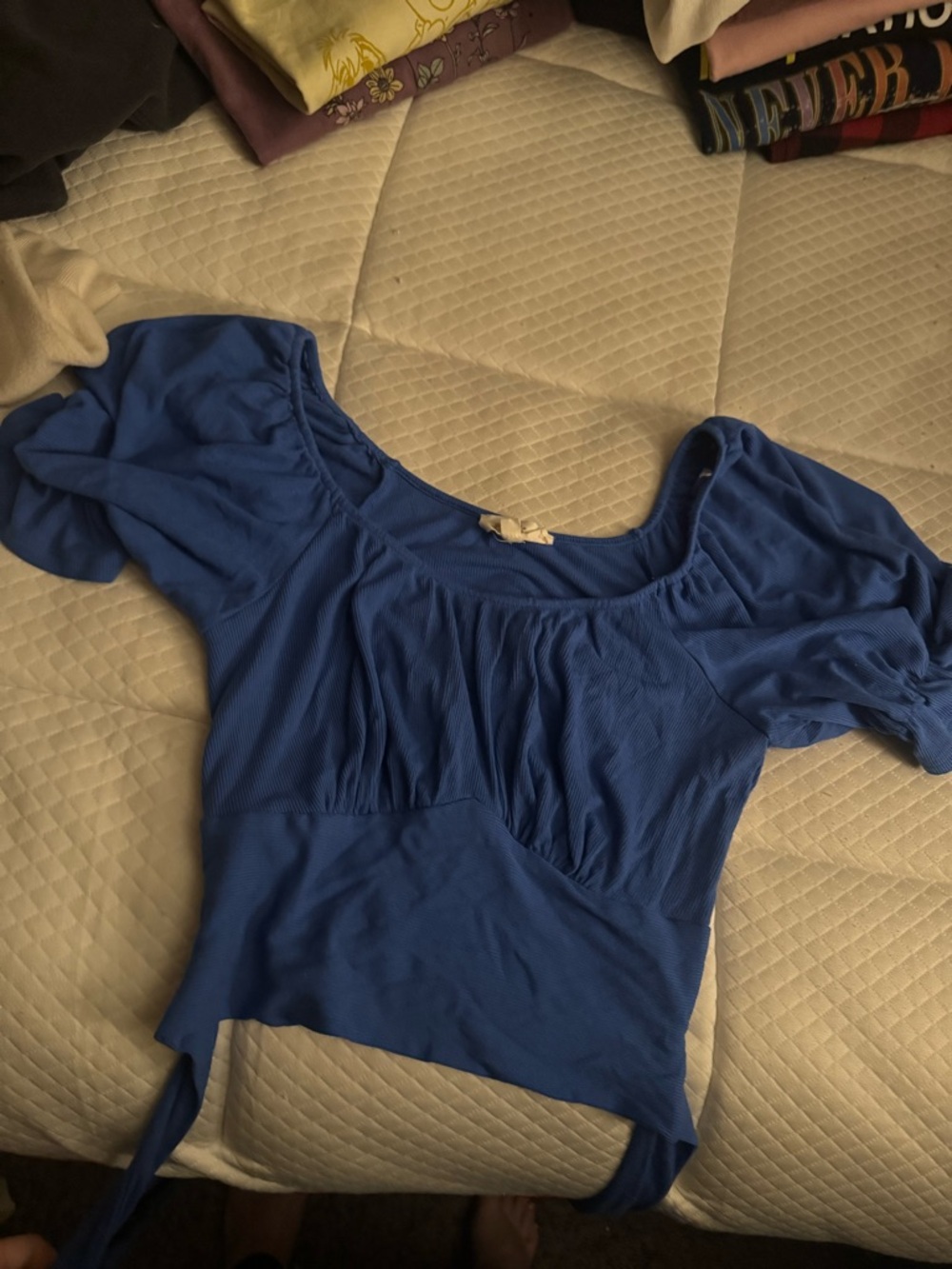 Blue wrap blouse